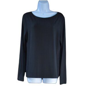 Talbots Silk Blend Long Sleeve Scoop Neck Blouse Size Large Black